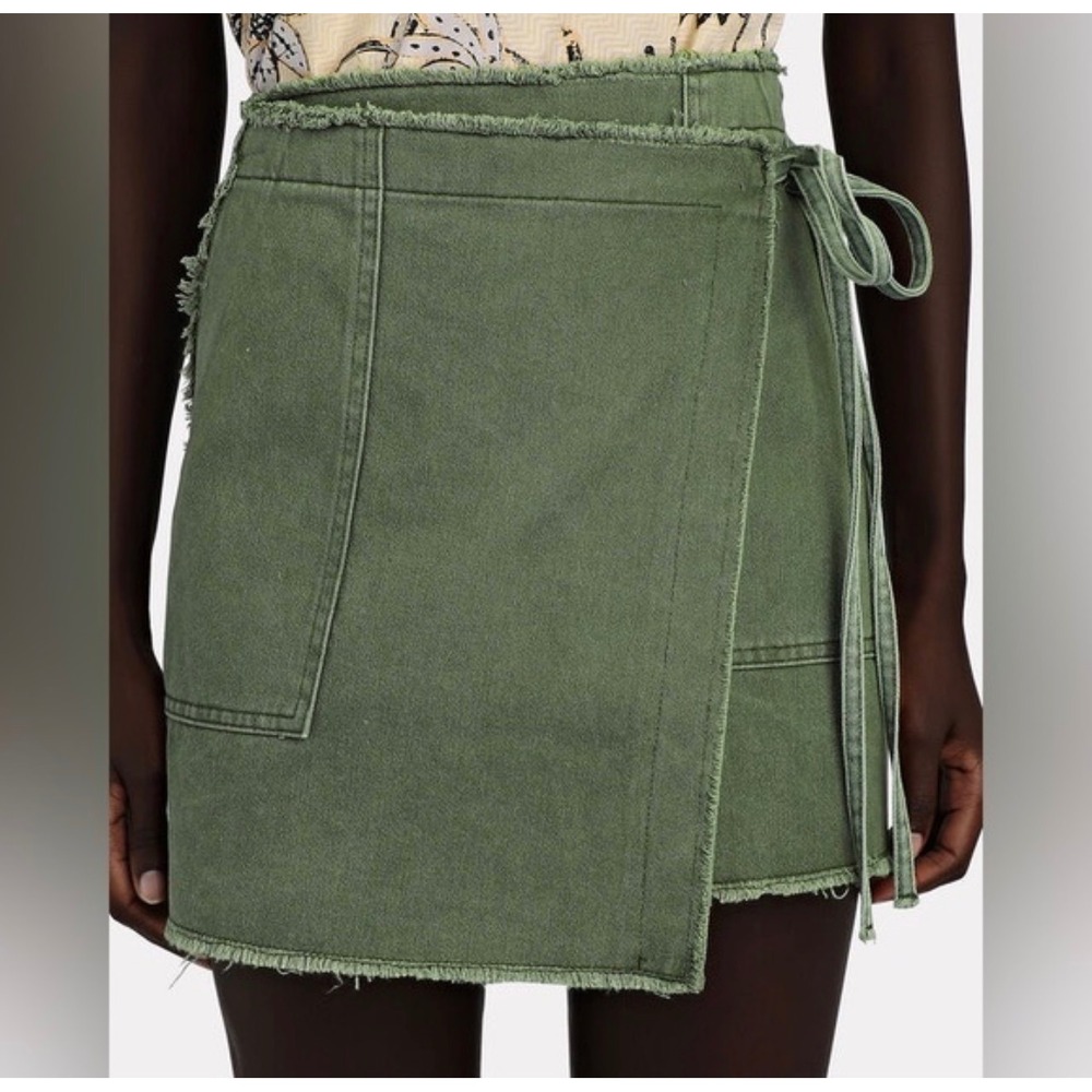 Le Superbe It's a Wrap Mini Skirt‎ Frayed Raw Hem Side Tie Utility - Picture 2 of 2
